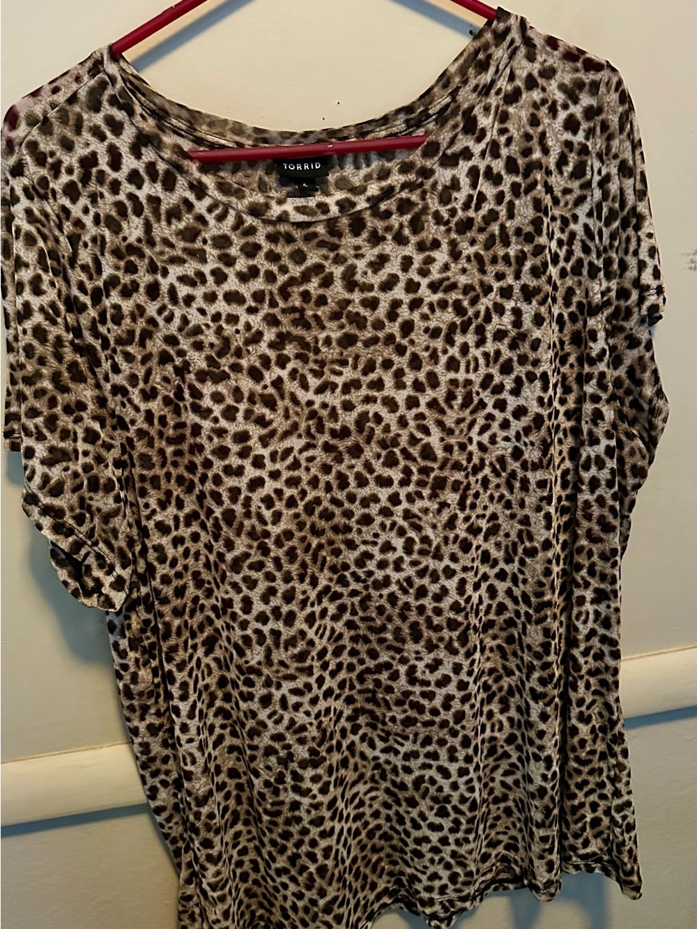 torrid Leopard Print Short Sleeve Sheer Tee in Brown and Cream